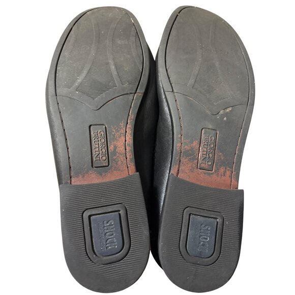 Giorgio Brutini Mens 10.5M Black Leather Tassel Loafers With Woven Detail & Rubb - Picture 5 of 7